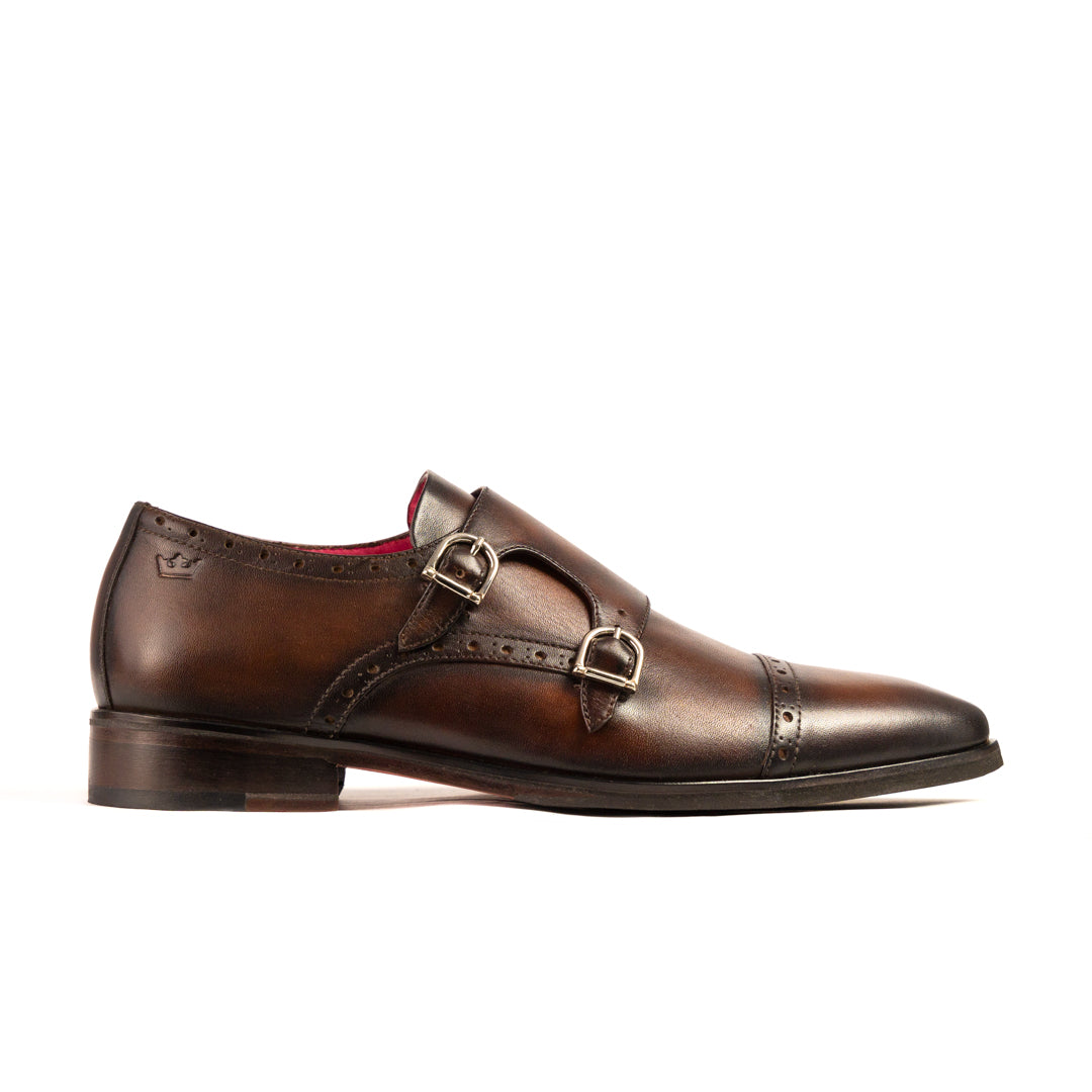Massimo Dark Brown Argento & Bourbon Monk Strap Oxfords 6582 Calzoleria Toscana Monk strap Cap Toe - Toscana USA main image 4