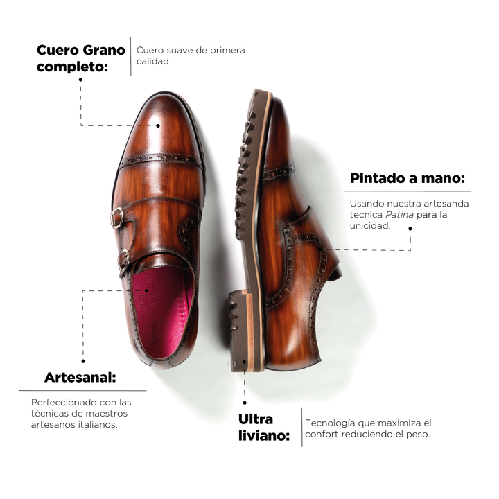 Monk Massimo Cognac Suela Ultraliviana