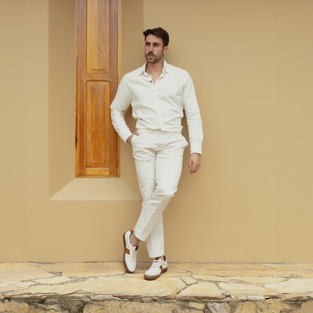 Sneaker Pisa Off Beige-Caramelo