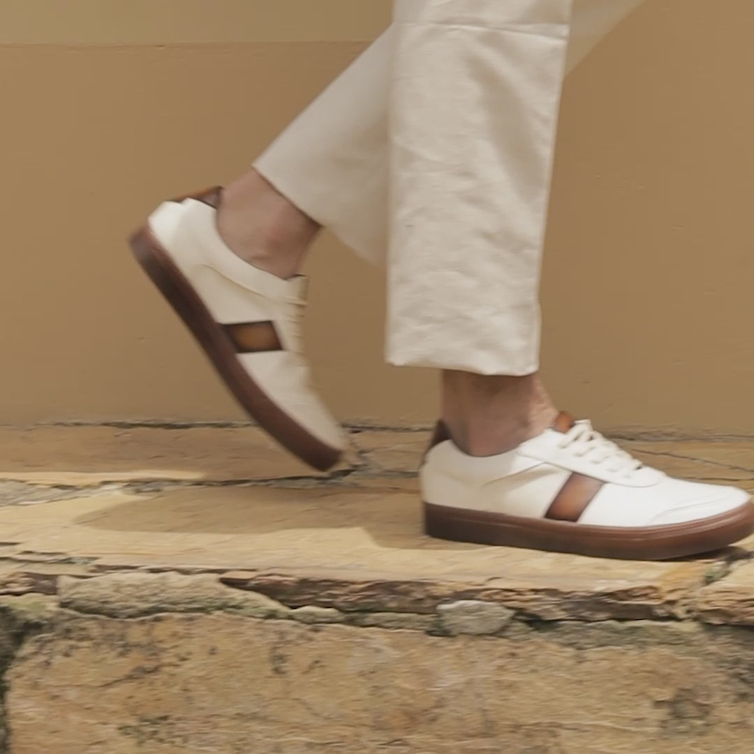 Sneaker Pisa Off Beige-Caramelo
