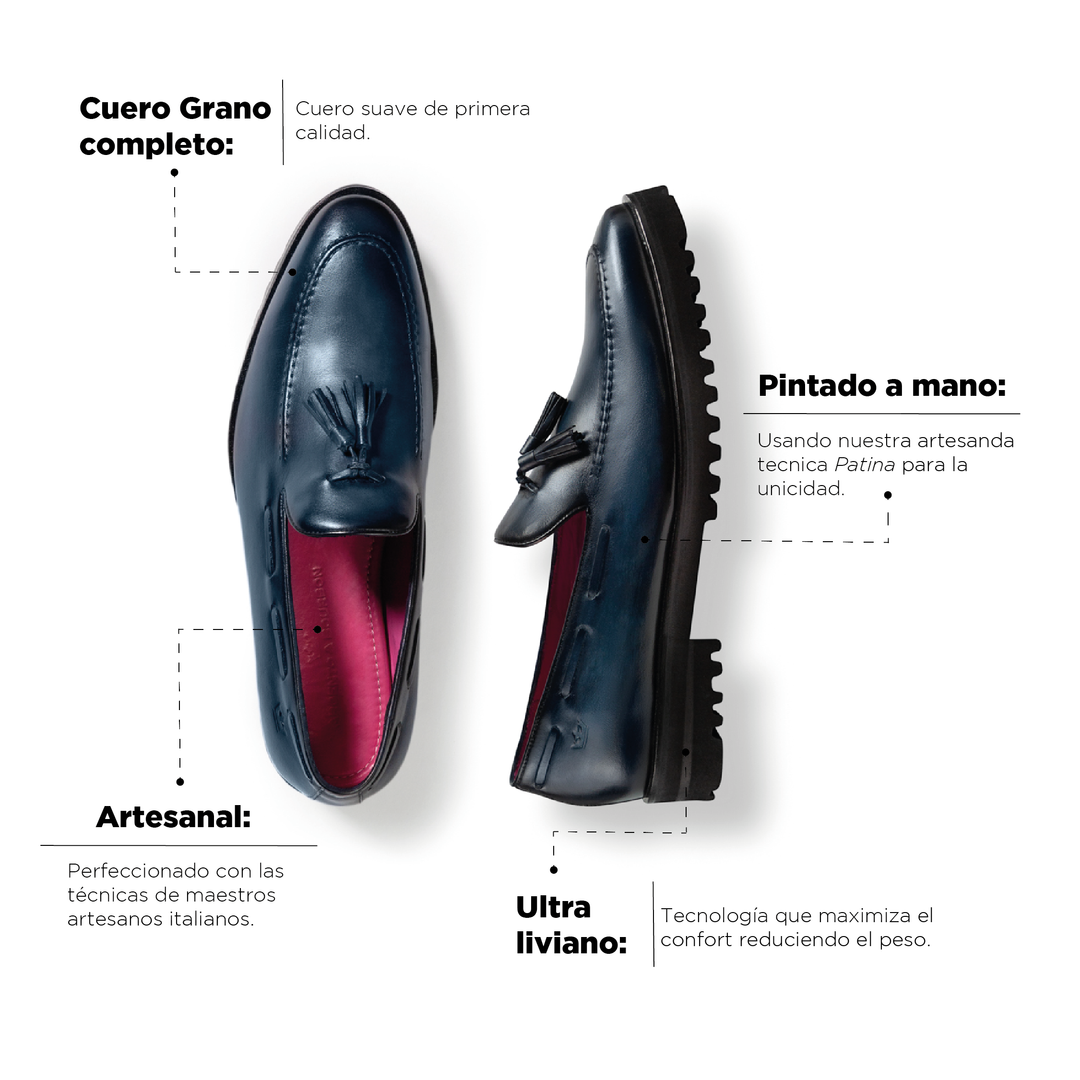 Mocasín Venetto Azul Suela Ultraliviana