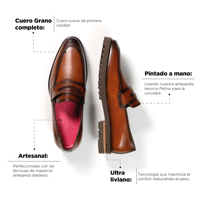 Mocasín Alessandro Cognac Suela Ultraliviana