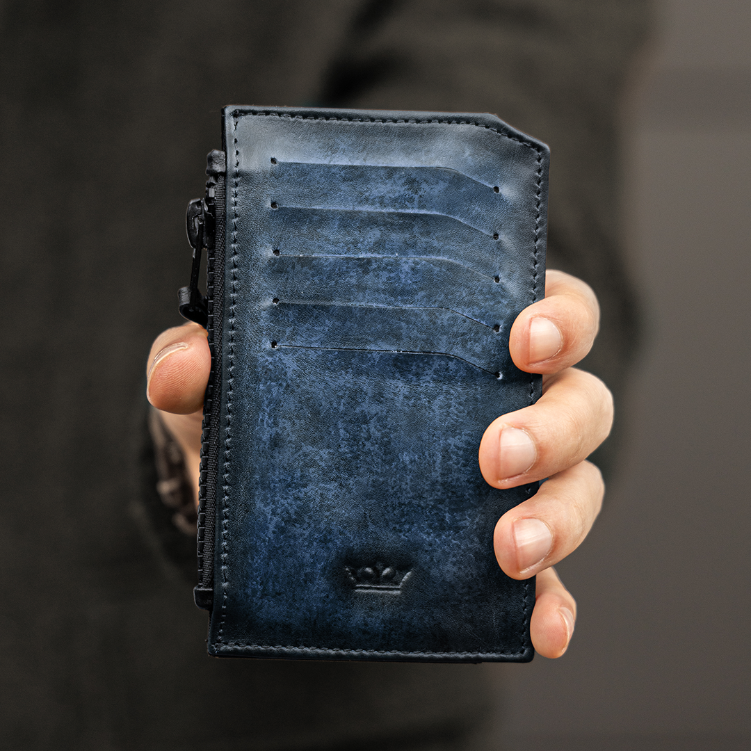 Blue Wallet - Black Patina