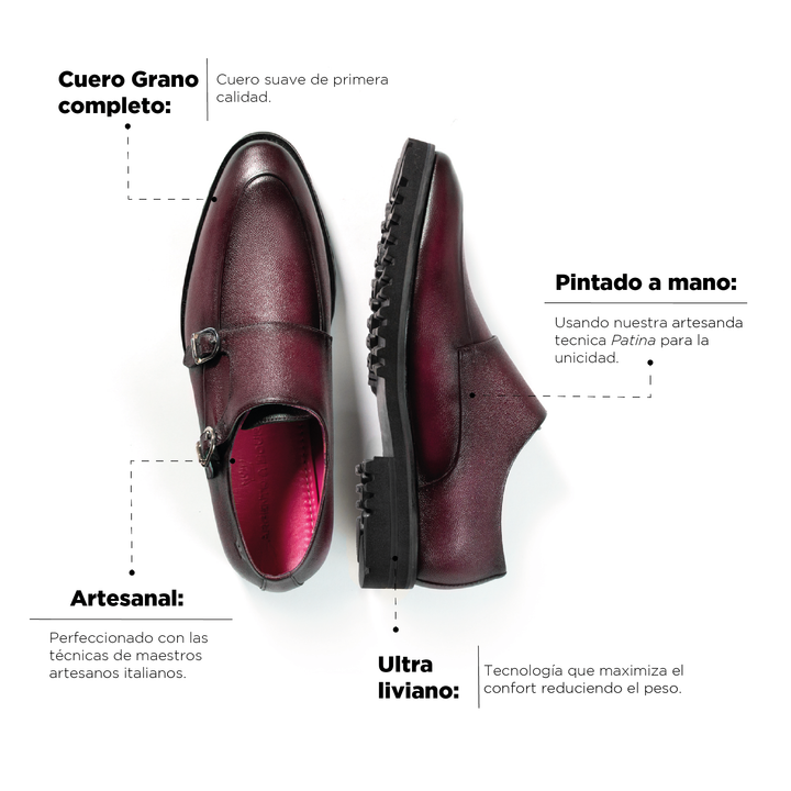 Monk Claudio Burgundy Ultralight Sole